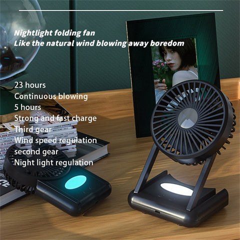 Mini Silent Handheld Fan LED Night Light