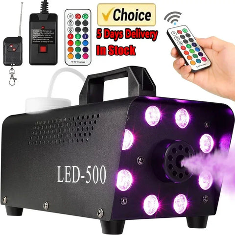 Disco Colorful Smoke Machine 500W LED Remote Fogger Ejector Dj Christmas Wedding Party Stage Light Effects Fog Machine