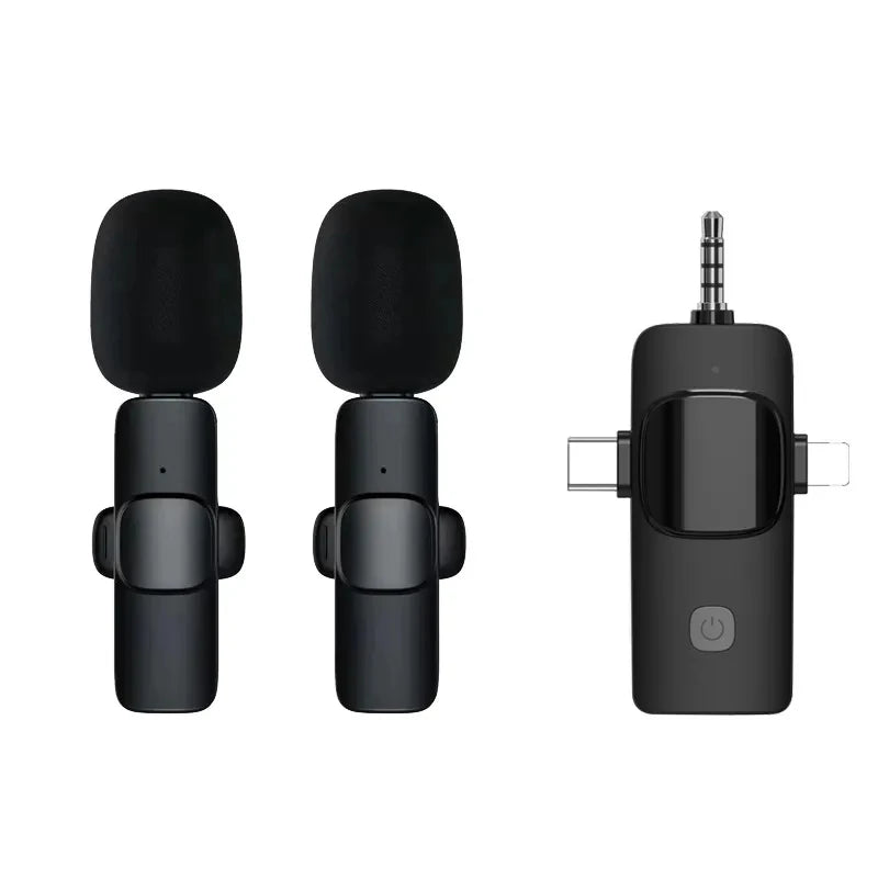 3 In 1 Wireless Lavalier Microphone for iPhone Android 3.5mm for radio Live Recording Noise Reduction Mini Microph GAMINJA