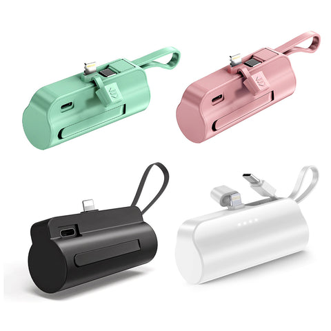 5000mAh Portable Phone Charger Built-in Type-C Power Bank Compact Size Compatible w/ IOS Phone
