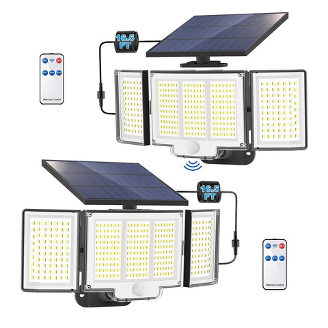 1,2 Pack Outdoor Solar LED Motion Sensor Lights With Remote Control